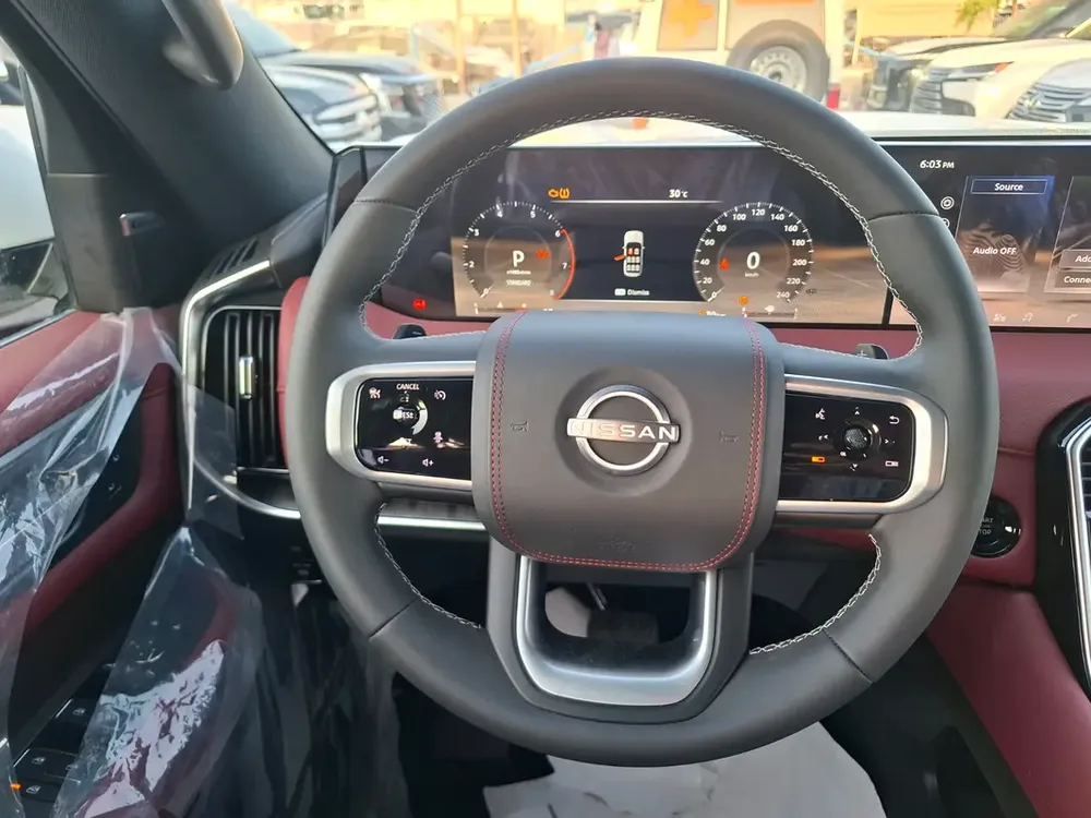 Nissan Patrol LE Platinum 3.5L TT Panoramic 2026 White inside Red - GCC - Export Only - Image 16
