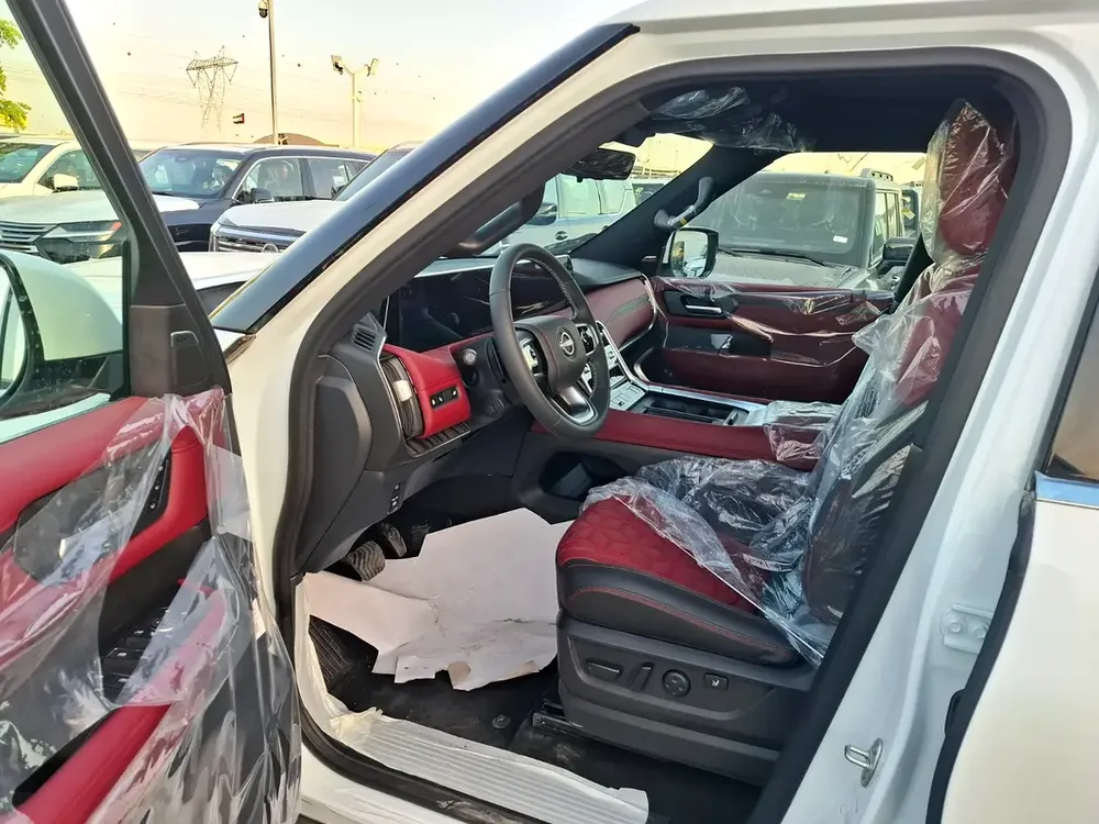 Nissan Patrol LE Platinum 3.5L TT Panoramic 2026 White inside Red - GCC - Export Only - Image 7