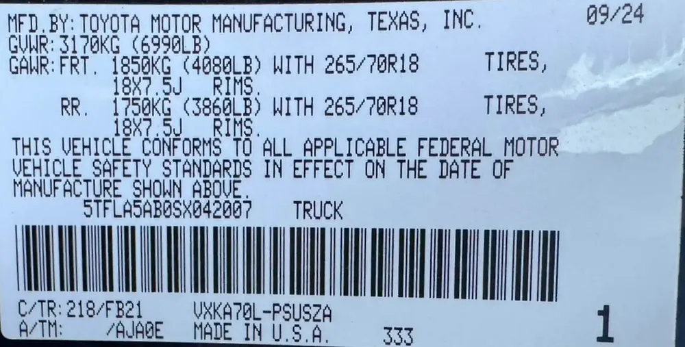 Toyota Tundra SR5 2025 American Specs - Image 9