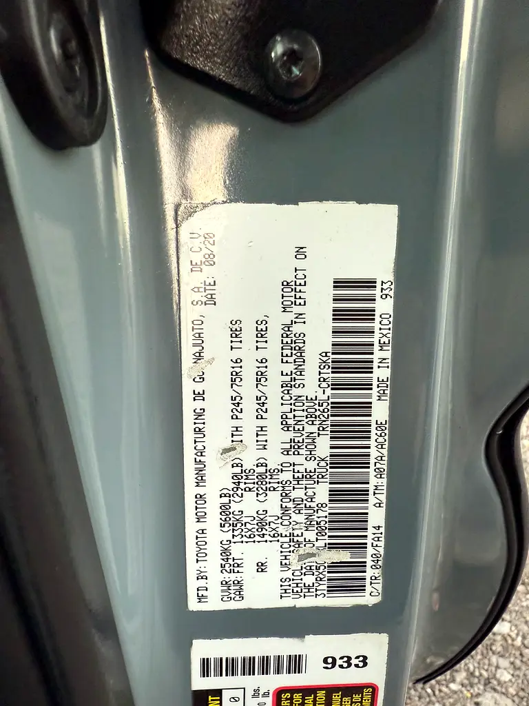 2020 TOYOTA TACOMA 2 DOOR TRD SPORT V4/2.7 US SPEC - Image 17