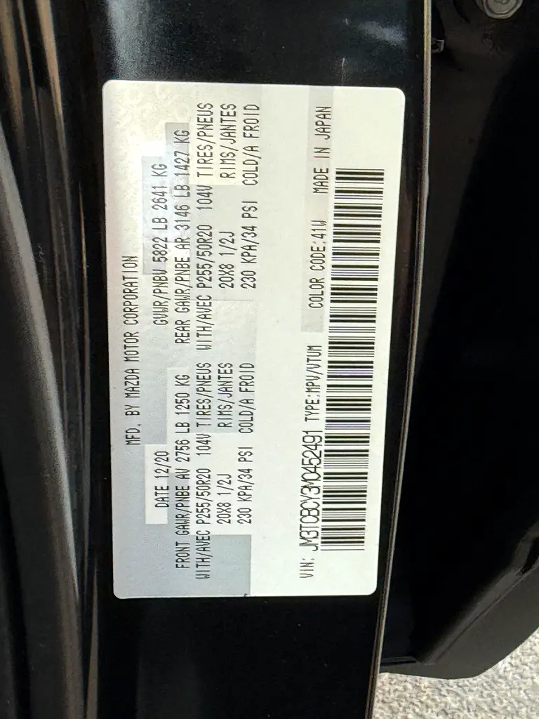 2021 MAZDA CX9 LIMITED FULL OPTION MOONROOF 2.5L 7 SEATS CANADA SPEC - Image 18